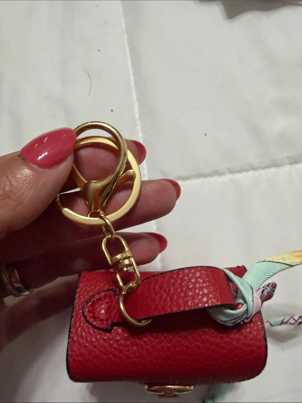 Women’s Red Mini Saddle Bag Charm/Keychain with Gold Hardware. NWOT
